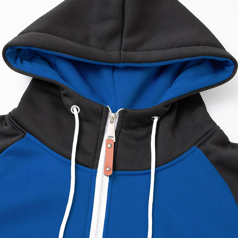 Men Colorblock Hooded Raglan Sleeve Zipper Sports Casual Jacket 37580490Z