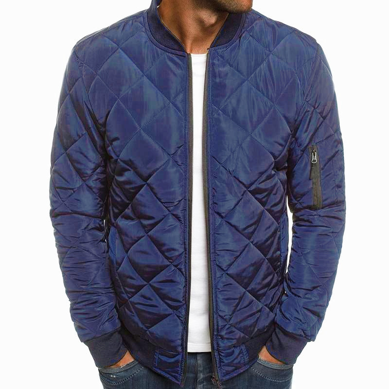 Mens Padded Stand Collar Solid Color Thermal Padded Jacket 17181514X