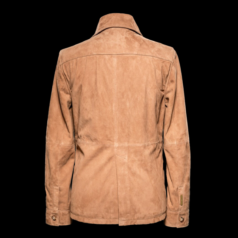 Mens Soft Suede Lapel Multi-pocket Single Breasted Jacket 50640652Z