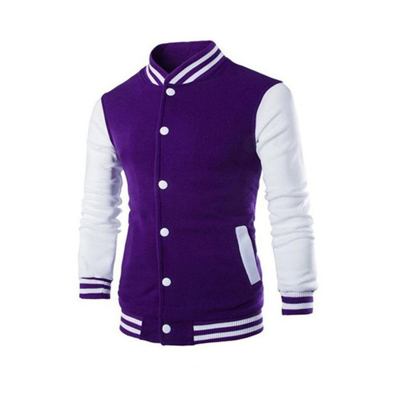 Mens Color Block Stand Collar Single Breasted Baseball Jacket 39120105Z