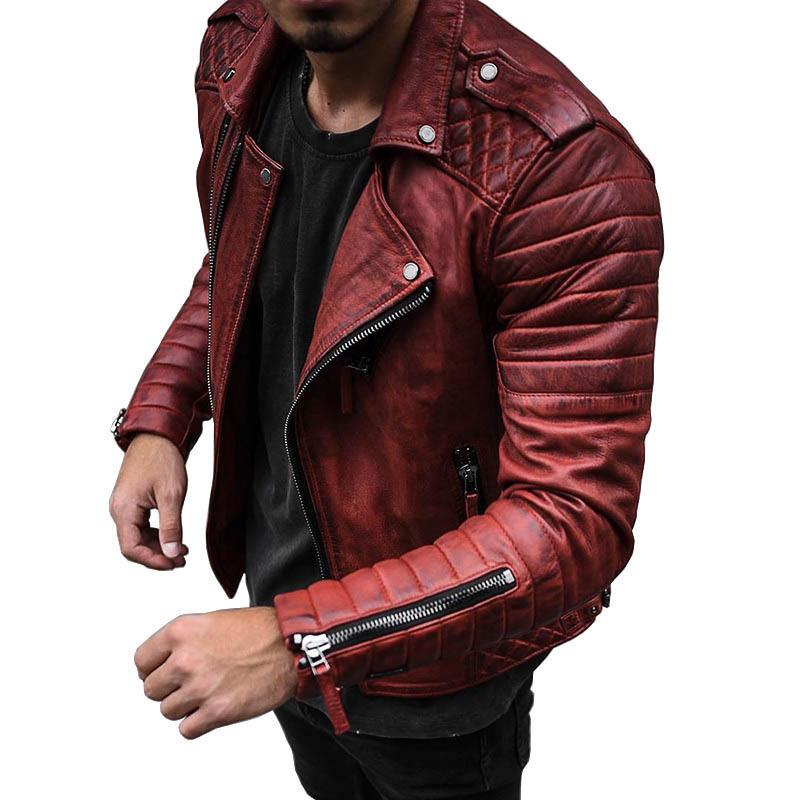 Mens Vintage Slim Lapel Windproof Zipper Motorcycle Padded Jacket 61844791M