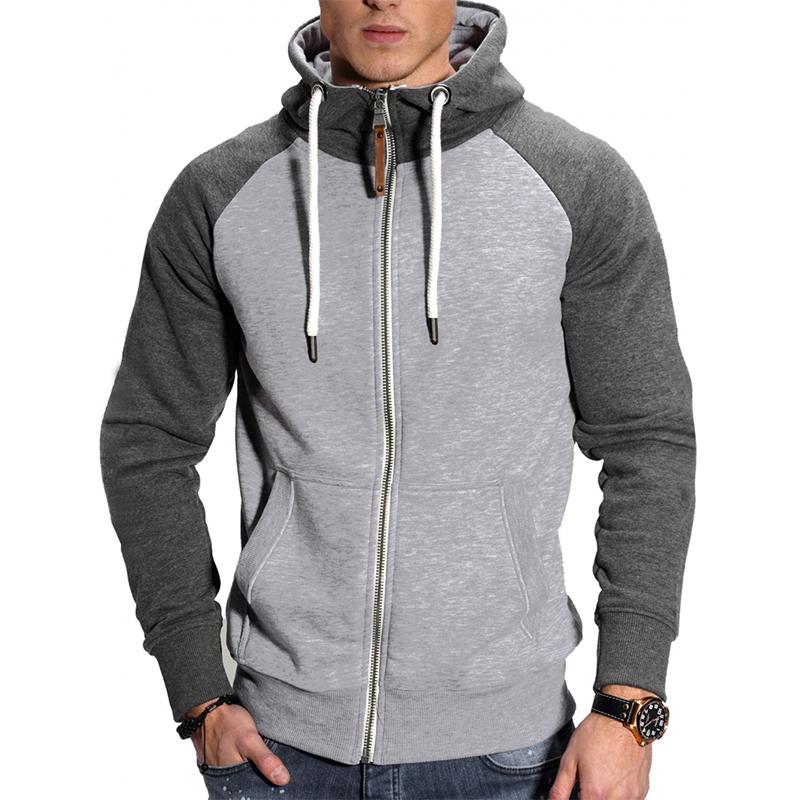 Men Colorblock Hooded Raglan Sleeve Zipper Sports Casual Jacket 37580490Z