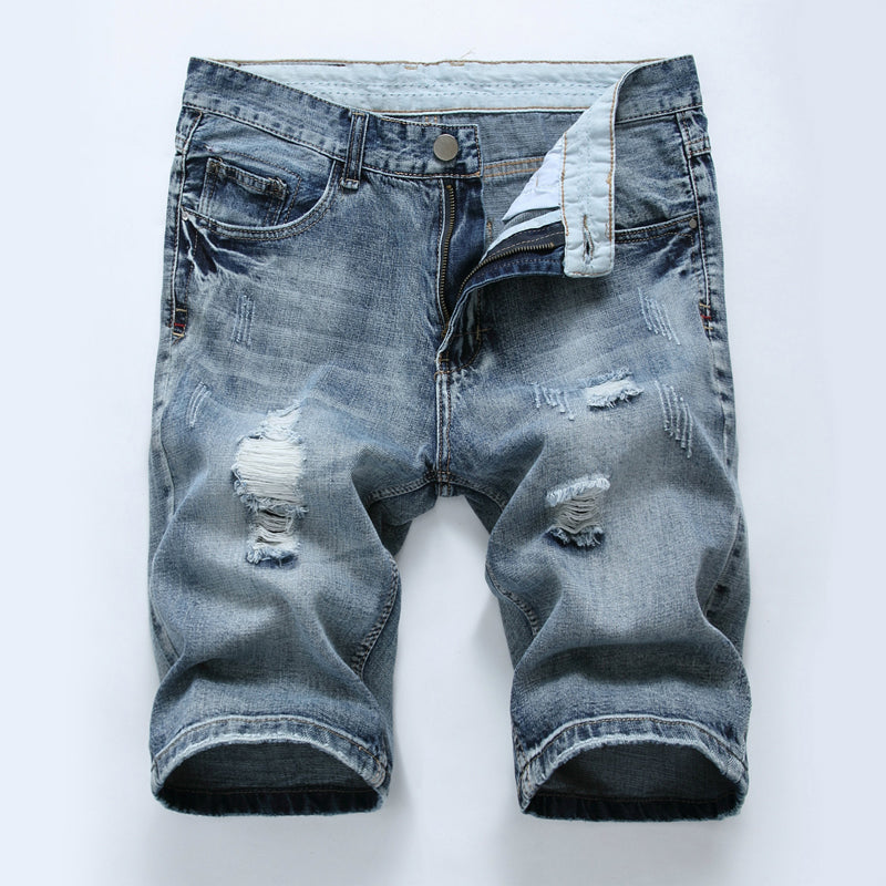 Mens Vintage Ripped Denim Shorts 89137494Y