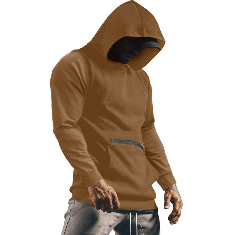 Mens Casual Solid Color Hooded Long Sleeve Sweatshirt 55739411Y