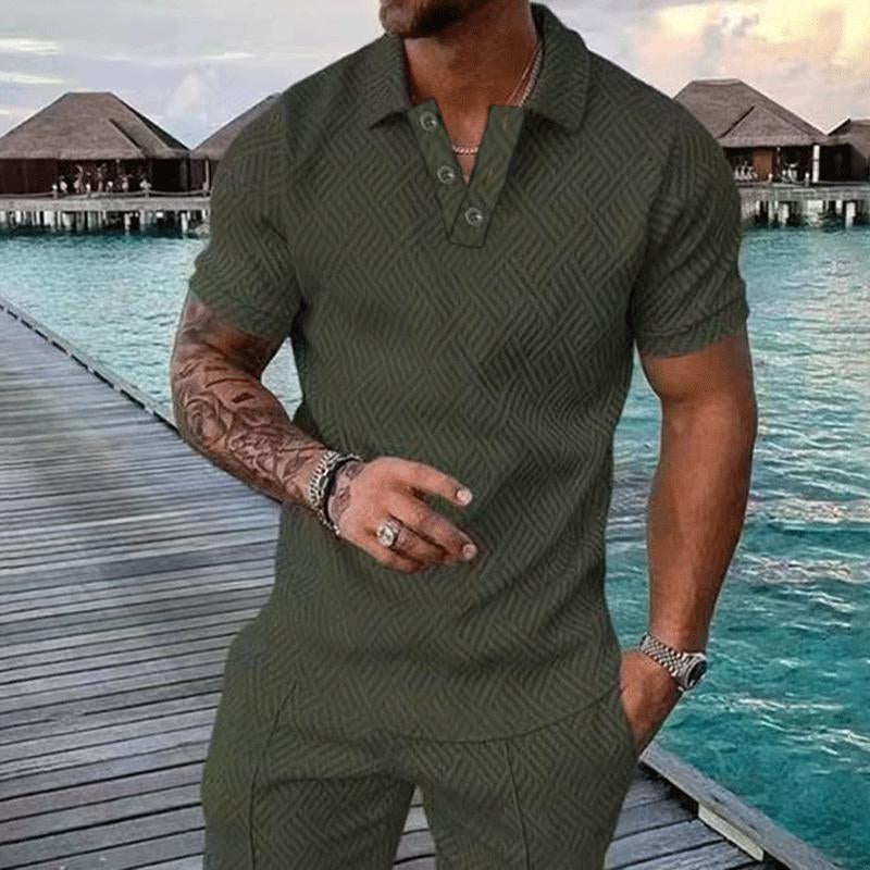 Mens Casual Solid Color Lapel Short Sleeve Polo Shirt 94739982Y