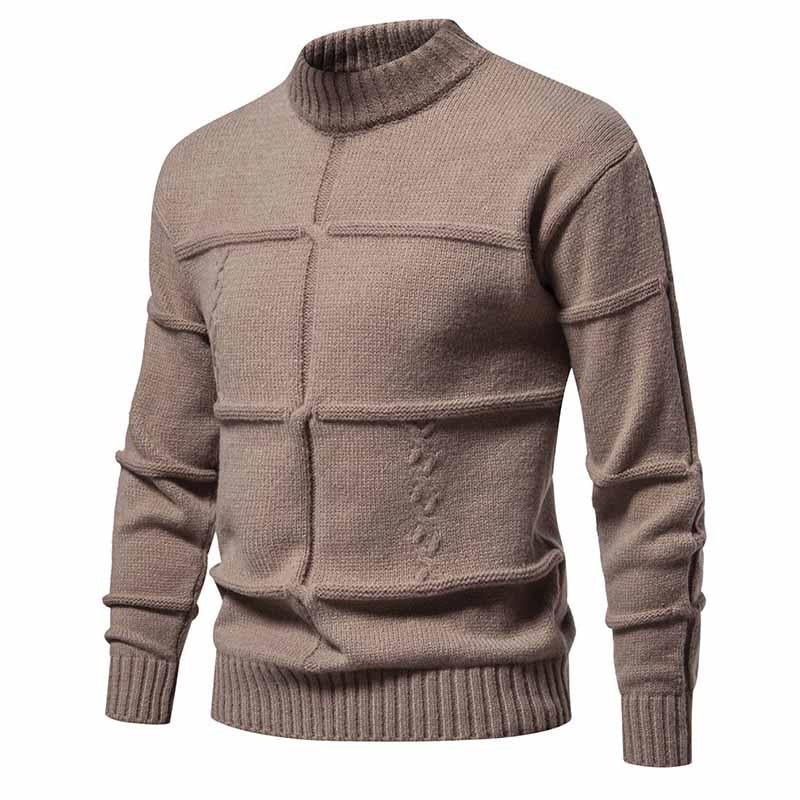 Mens Simple Solid Color Knitted Crew Neck Sweater 47382354X