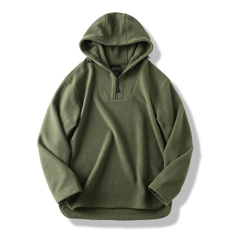 Mens Casual Solid Color Polar Fleece Loose Pullover Hoodie 50588366M