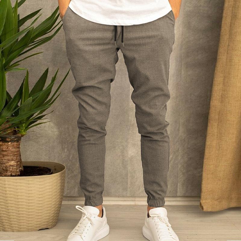 Mens Casual Solid Color Drawstring Trousers 63123584Y