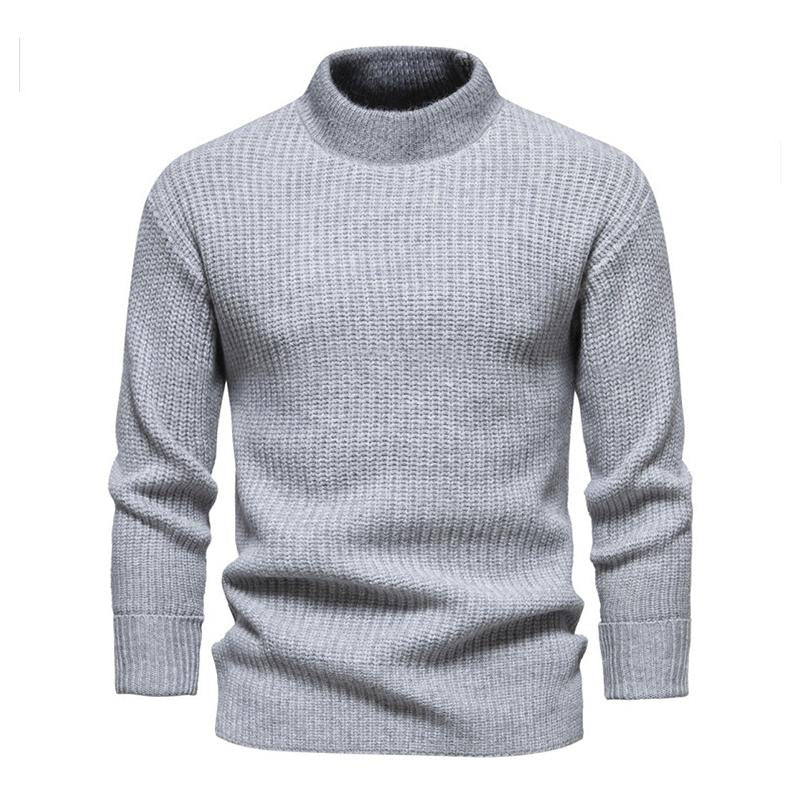 Mens Casual Half Turtleneck Solid Color Pullover Knitted Sweater 33902719M