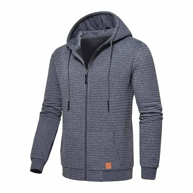 Mens Casual Waffle Hooded Long Sleeve Zipper Jacket 45184006M