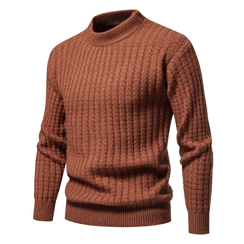 Mens Solid Color Crew Neck Knitted Pullover Sweater 72547782X