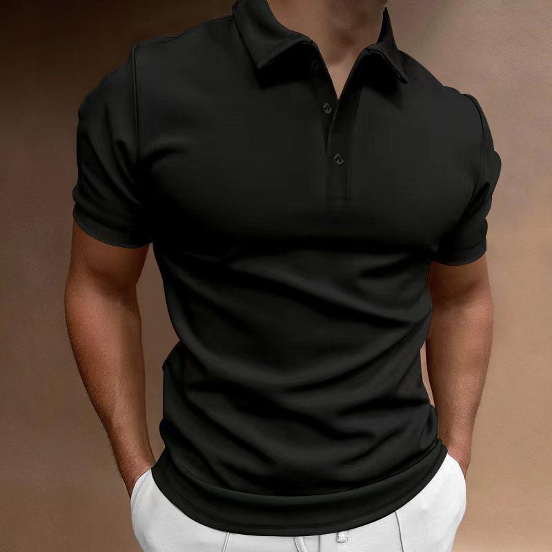 Mens Solid Slim Lapel Short Sleeve Casual Polo Shirt 37773773Z