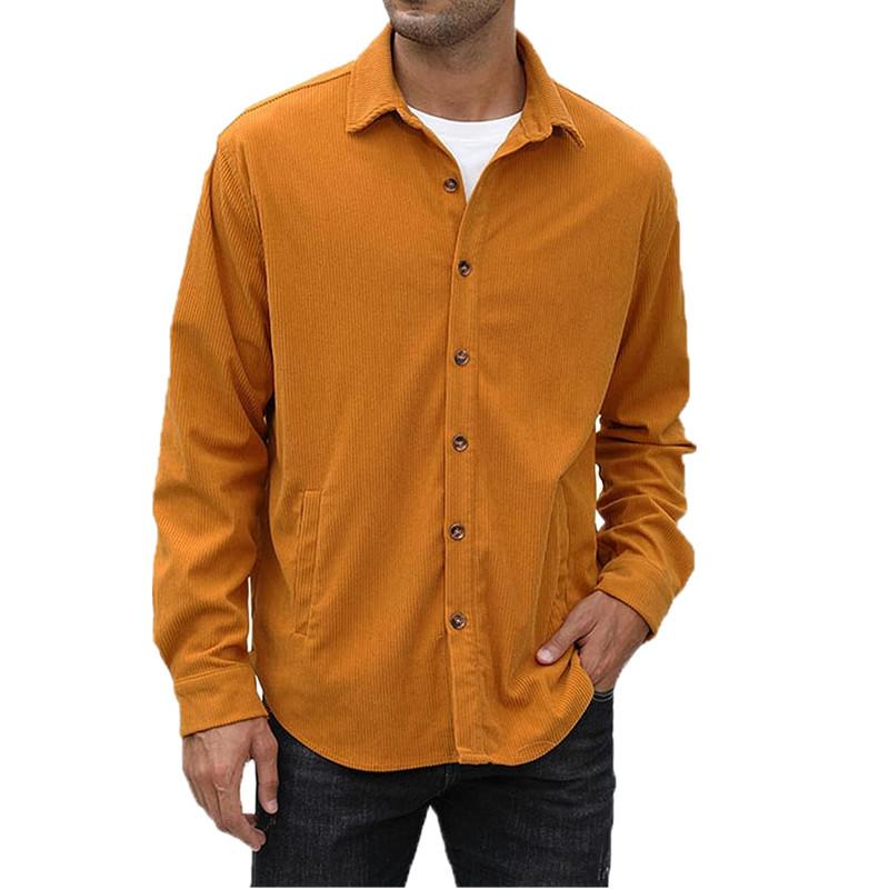 Mens Corduroy Buttoned Casual Long Sleeve Shirt Jacket 25576174X