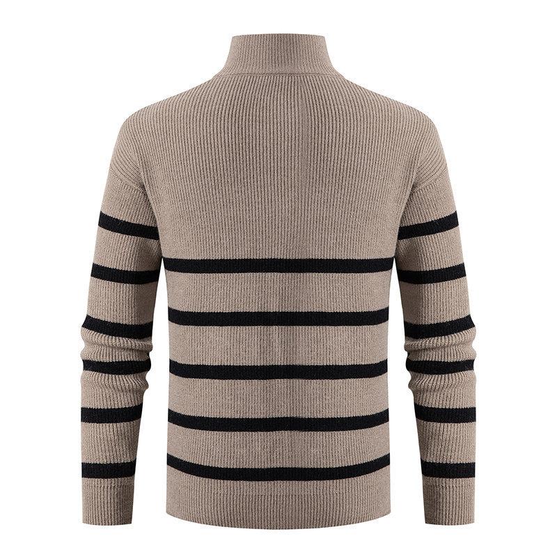 Mens Striped Half-Zip Stand Collar Sweater 58036618X