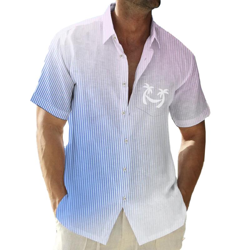 Mens Hawaiian Print Lapel Short Sleeve Shirt 26310095X