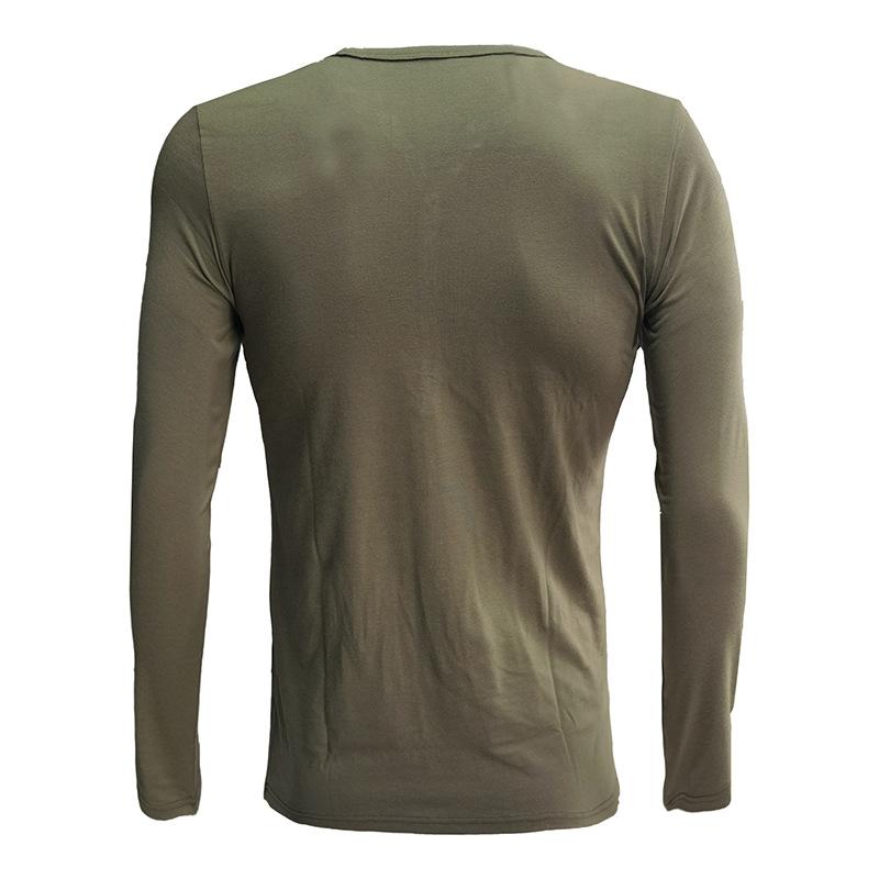 Mens Casual Solid Color Round Neck Slim Long Sleeve Henley T-Shirt 07154707M