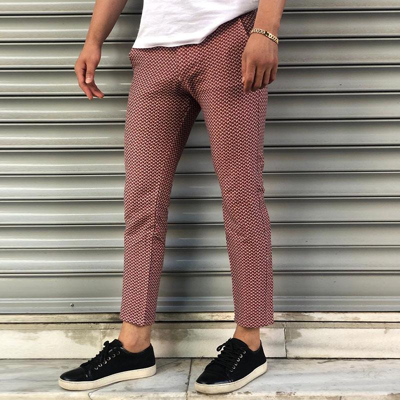 Mens Casual Printed Slim Fit Tapered Pants 46748865M