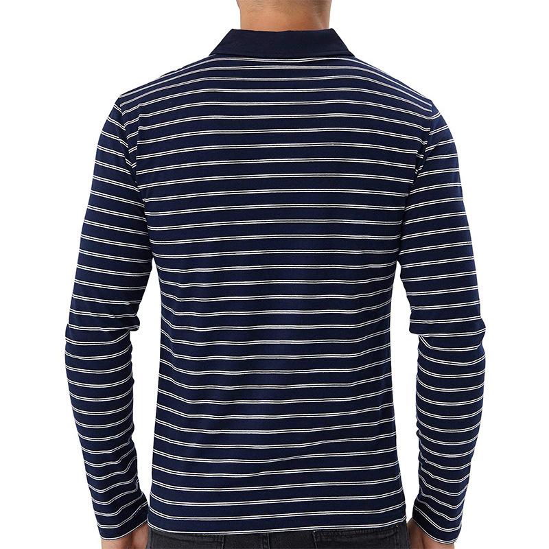 Mens Casual Striped Long Sleeve Polo Shirt 67769726Y