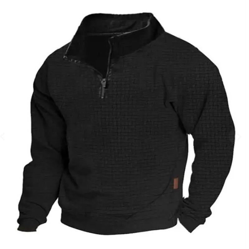 Mens Outdoor Casual Stand Collar Zipper Long Sleeve Sweatshirt 24099781M