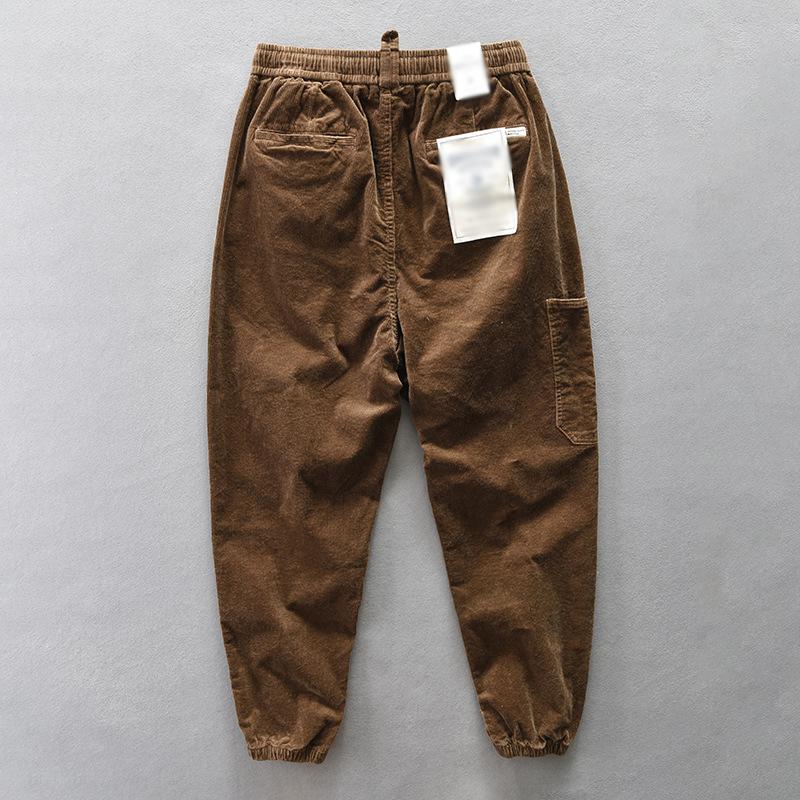 Mens Vintage Corduroy Loose Loose Elastic Waist Pants 88615359M