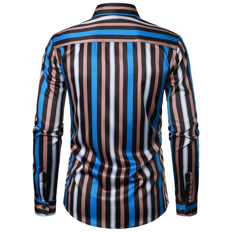 Mens Casual Long Sleeve Striped Printed Shirt 01858922X