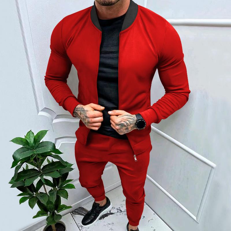 Mens Casual Sports Zipper Long Sleeve Jacket Sweatpants Set 96222228M