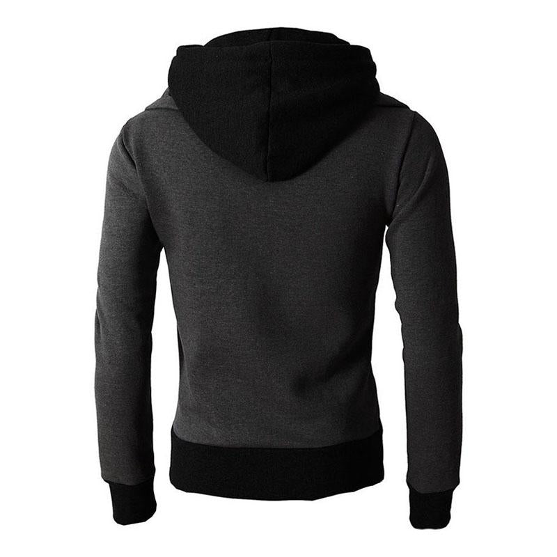 Mens Casual Colorblock Turtleneck Two Fake Pieces Zipper Sports Hoodie 27846230M