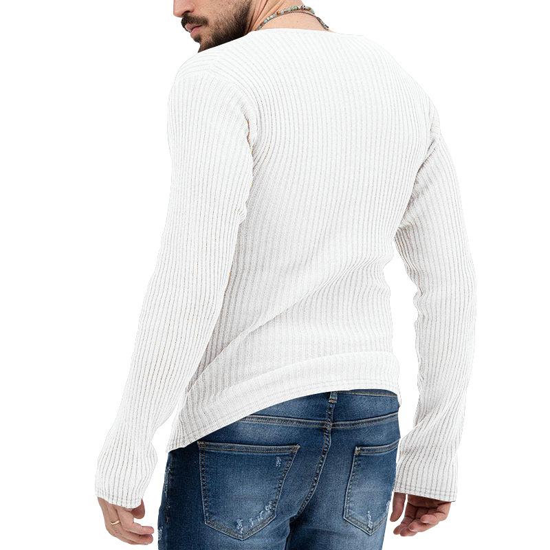 Mens Casual Solid Color V-Neck Long Sleeve Knitwear 93625426Y