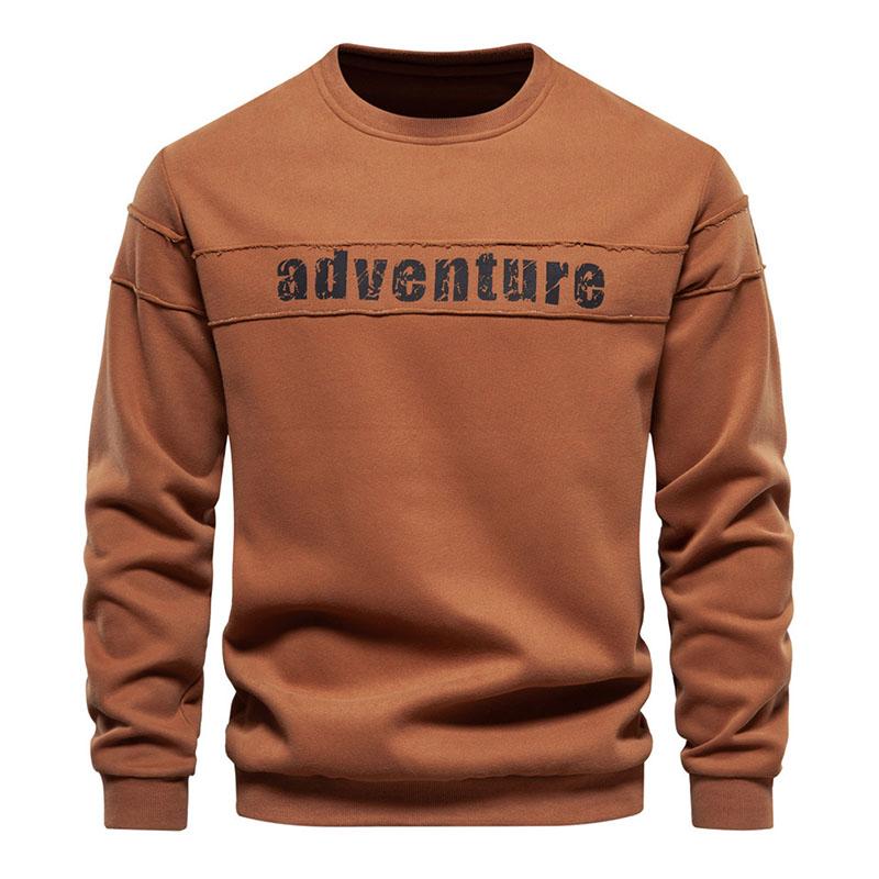 Mens Casual Letters Printed Loose Round Neck Long Sleeve Sweatshirt 12760830M