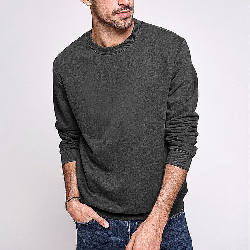 Mens Solid Loose Round Neck Long Sleeve Casual Sweatshirt 74214711Z