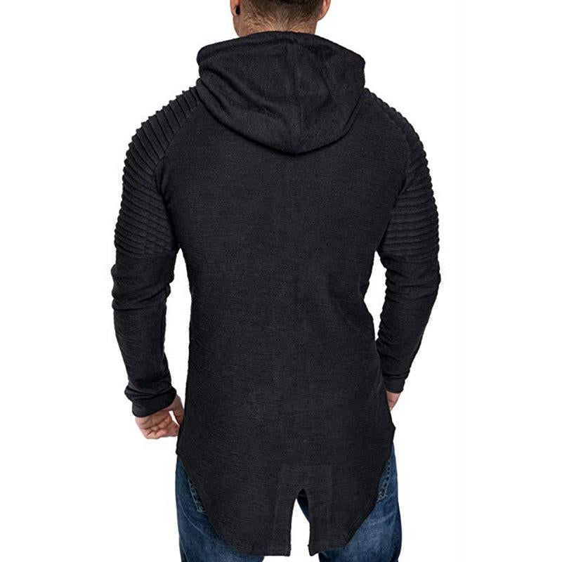 Mens Casual Pleated Stitching Slim-Fit Long-Sleeved Hooded Jacket 27651765M