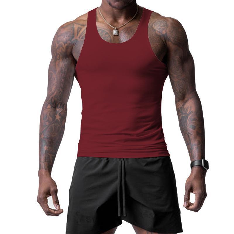 Mens Solid Tight Sleeveless Sports Fitness Tank Top 05923822Z