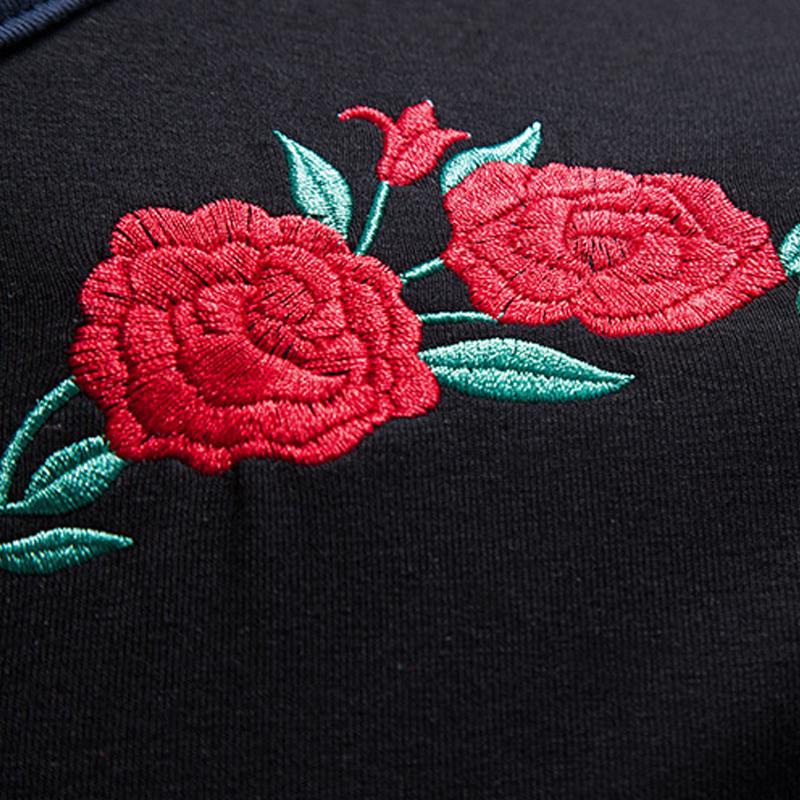 Mens Vintage Rose Embroidery Stitching Breathable Lapel Short Sleeve POLO Shirt 98245795Y