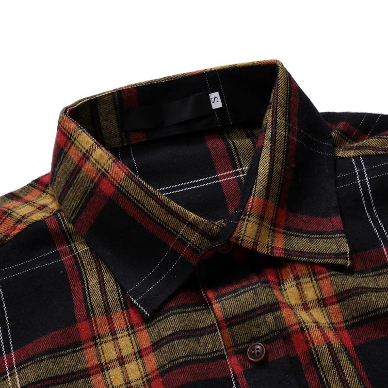 Mens Casual Plaid Lapel Double Breast Pocket Long Sleeve Shirt 27285102Y