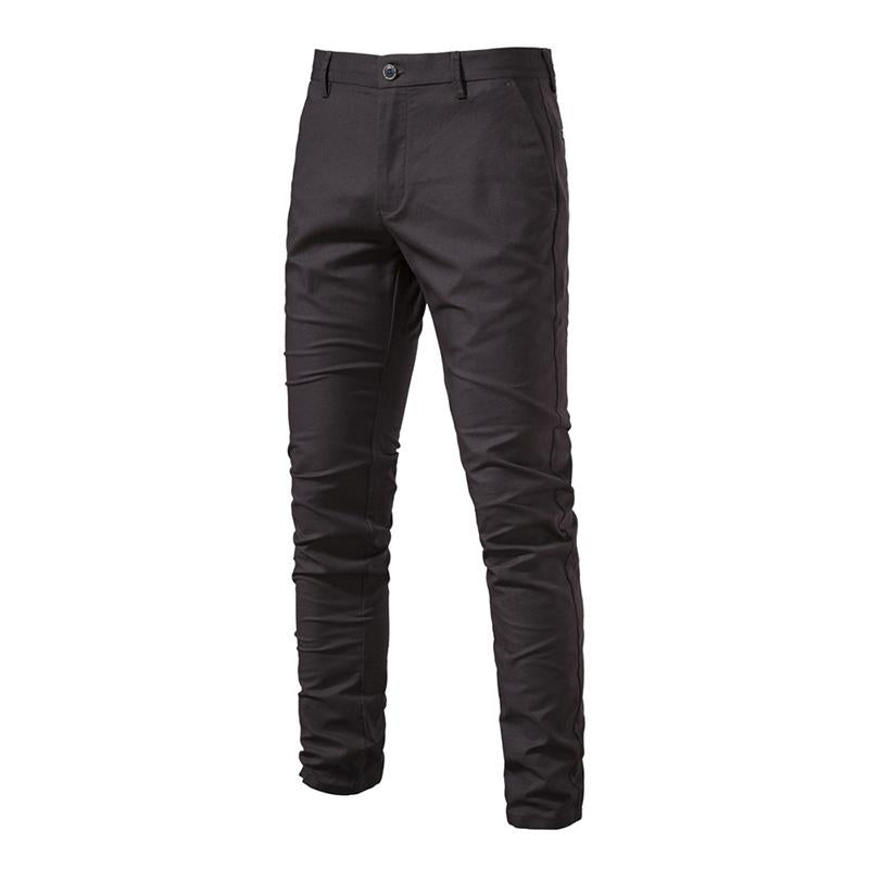 Mens Casual Cotton Breathable Solid Color Business Straight Trousers 23369578M