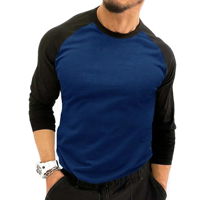 Mens Colorblock Round Neck Loose Breathable Short Sleeve T-Shirt 52207608X