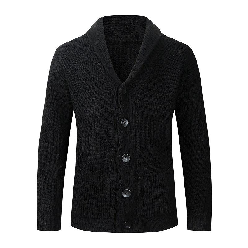 Mens Casual Solid Color Lapel Single Breasted Knit Cardigan 22591638M