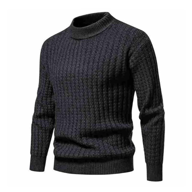 Mens Solid Color Crew Neck Knitted Pullover Sweater 72547782X