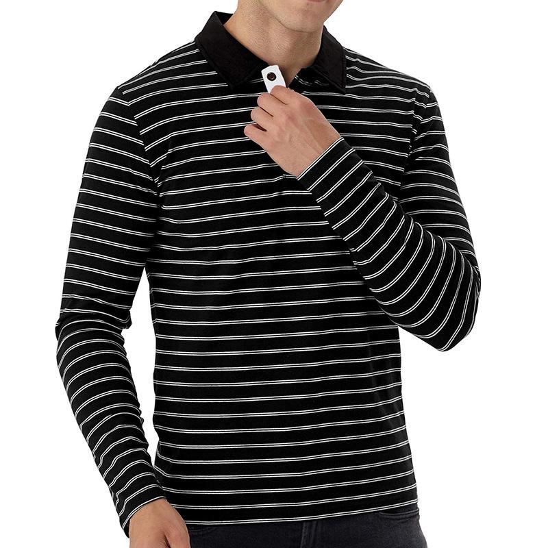 Mens Casual Striped Long Sleeve Polo Shirt 67769726Y