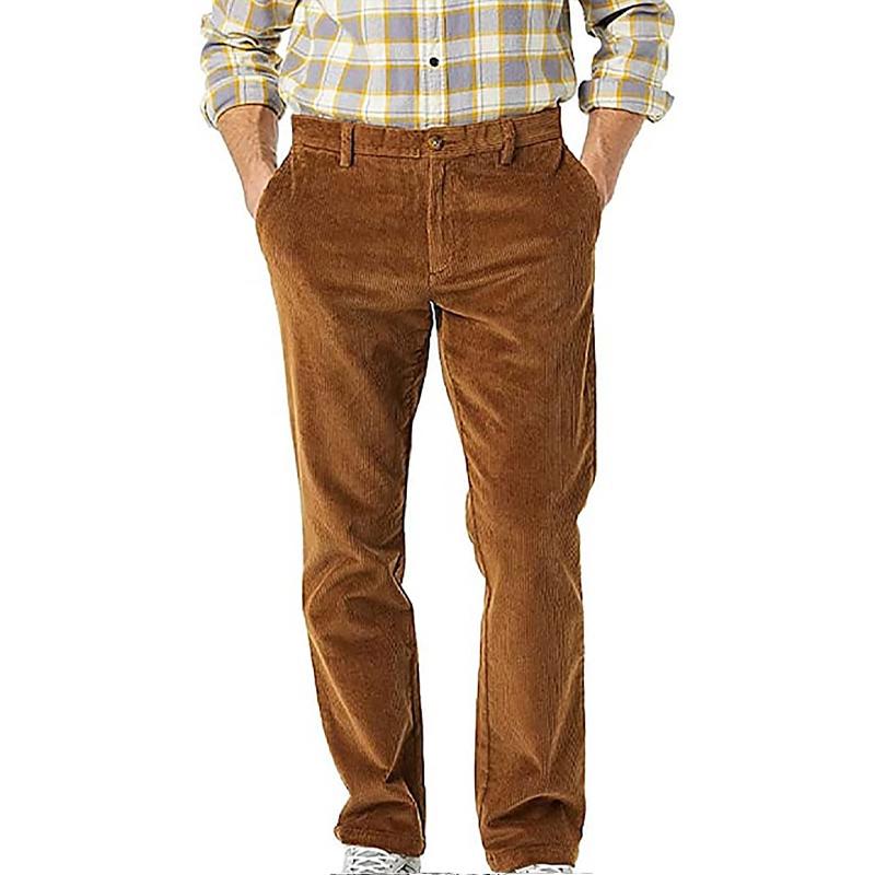 Mens Casual Solid Color Corduroy Trousers 00404834Y