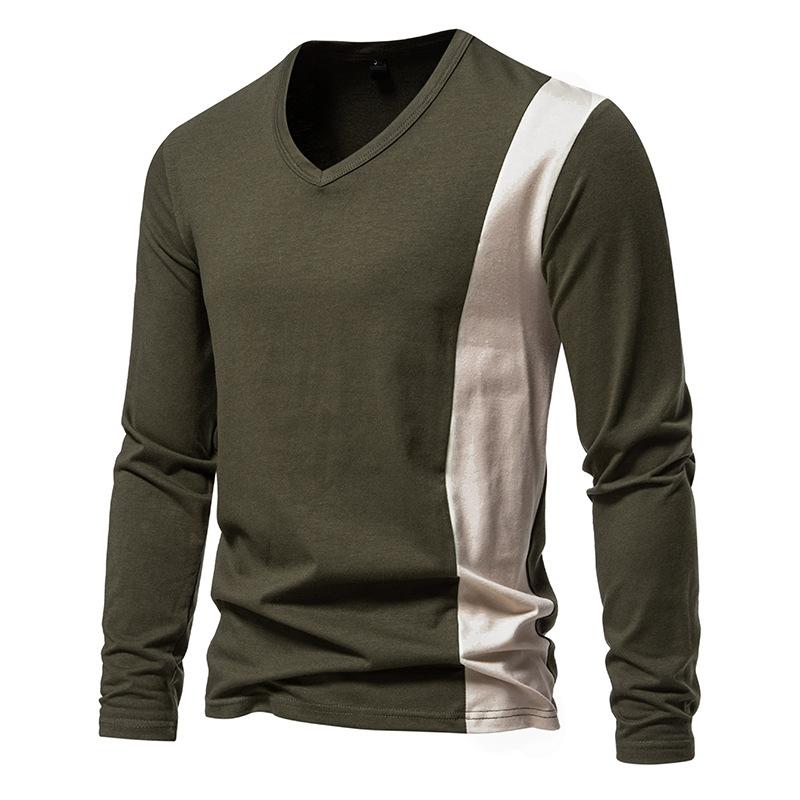 Mens Colorblock V Neck Long Sleeve T-shirt 75738203Z