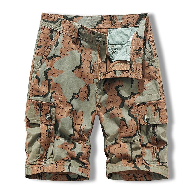 Mens Casual Printed Multi-Pocket Straight Cargo Shorts 06095778M