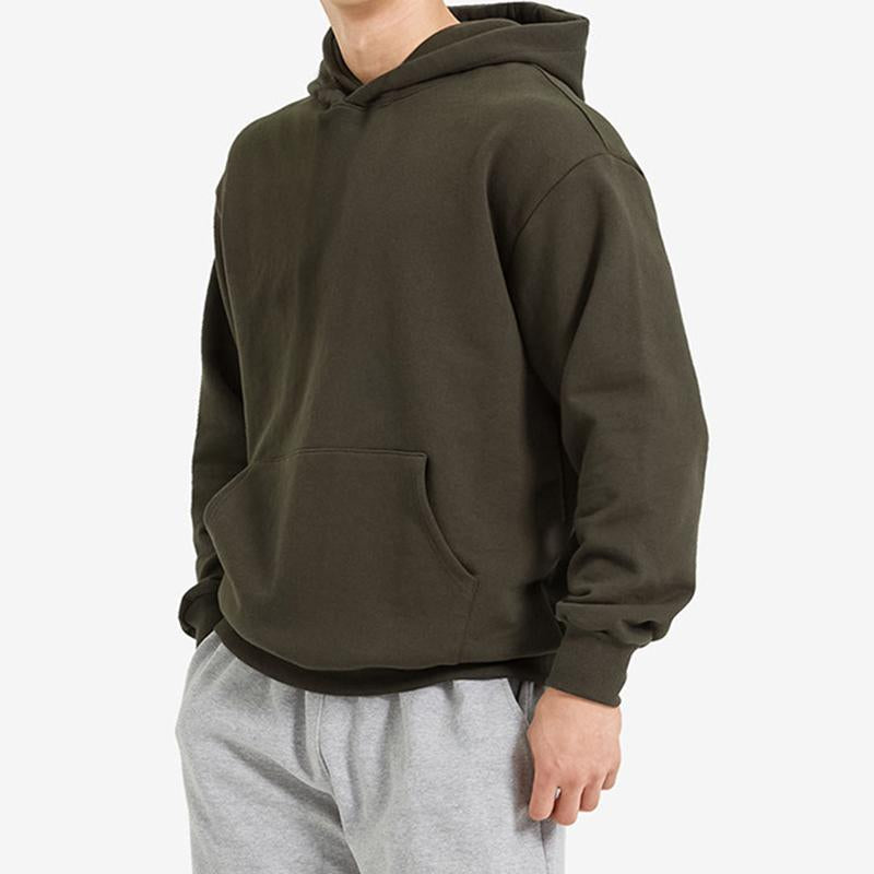 Mens Casual Solid Color Kangaroo Bag Long Sleeve Sports Hoodie 07374762M