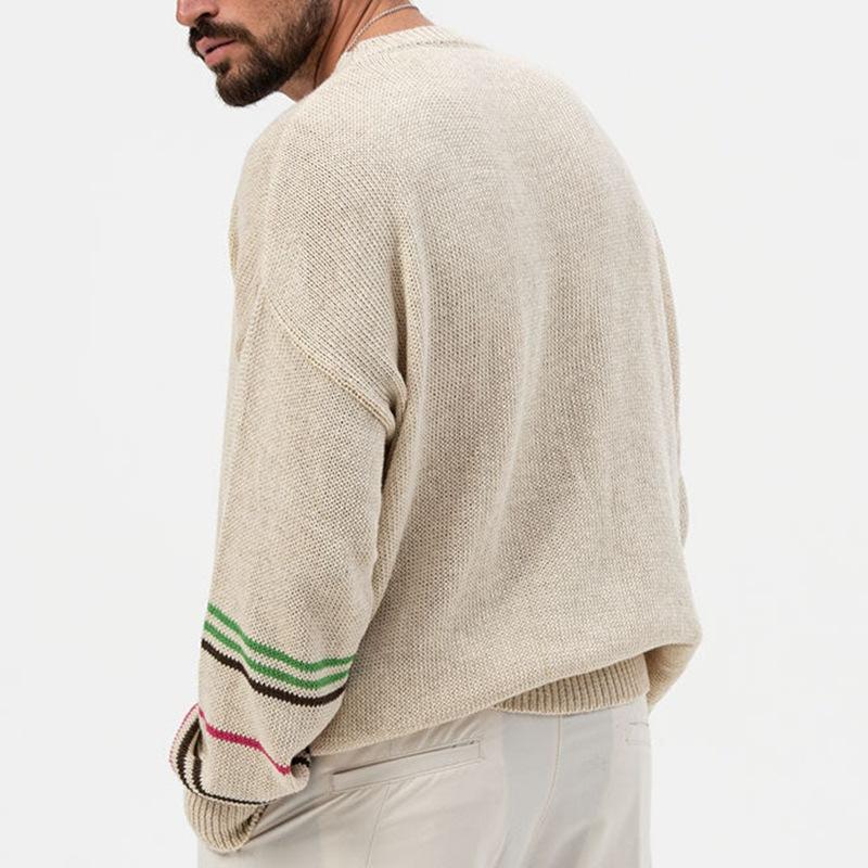 Mens Casual Thin Round Neck Long Sleeve Knitted Sweater 49248323M