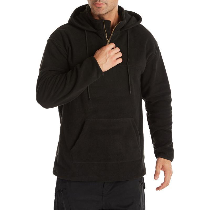 Mens Casual Solid Color Polar Fleece Long Sleeve Hoodie 31102799Y