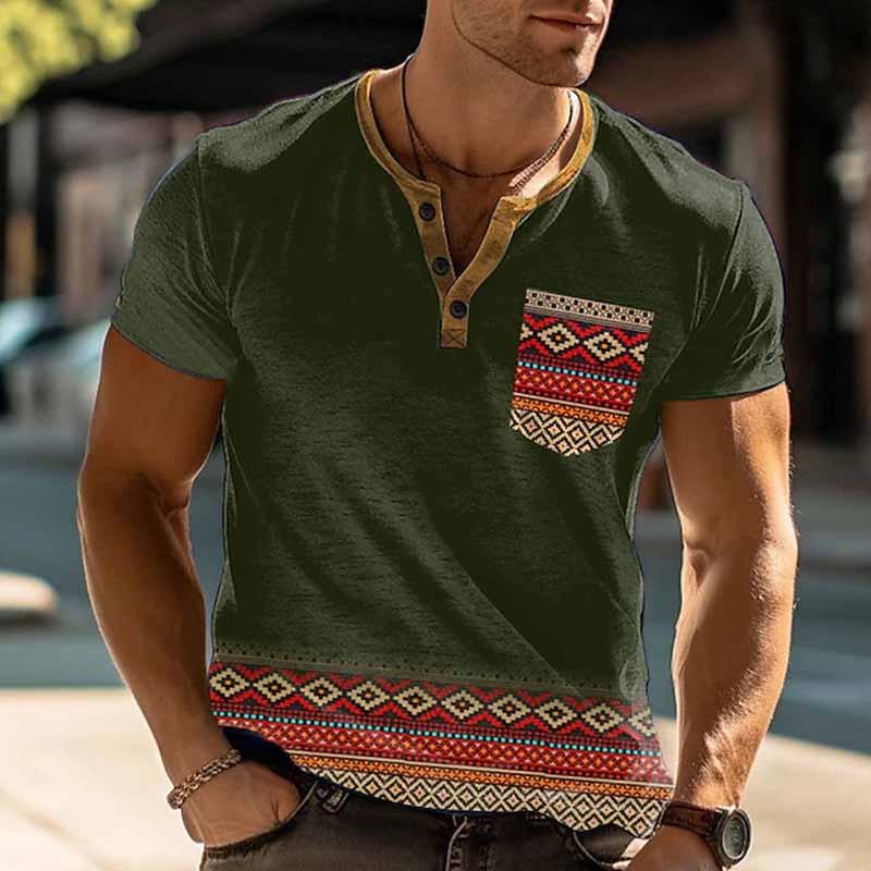 Mens Henley Collar 3 Button Casual Short Sleeve T-Shirt 49292507X