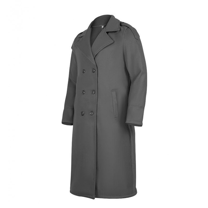 Mens Turn-down Collar Double Breasted Solid Long Coat 63857145Z