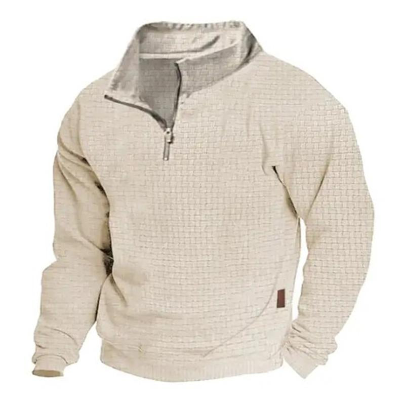 Mens Outdoor Casual Stand Collar Zipper Long Sleeve Sweatshirt 24099781M