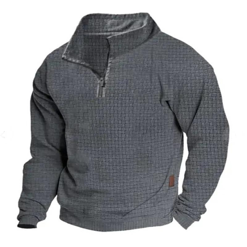 Mens Outdoor Casual Stand Collar Zipper Long Sleeve Sweatshirt 24099781M