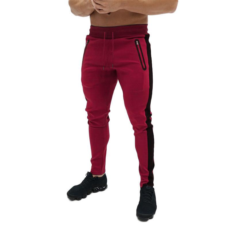 Mens Casual Sports Contrast Color Elastic Waist Slim Fit Pants 84530948M